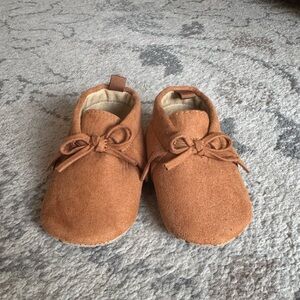 Brown Suede Baby Moccasins with Bow
